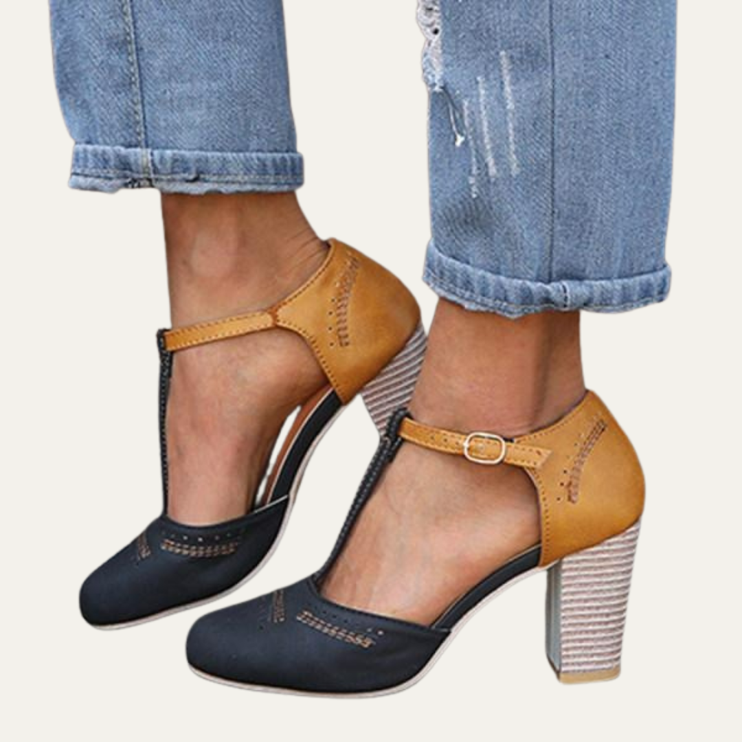 VogeLuxe | Women’s Vintage T Strap Block Heel Pumps