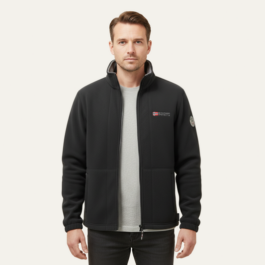 VogeLuxe | Men’s Textured Fleece High Collar Zip Jacket
