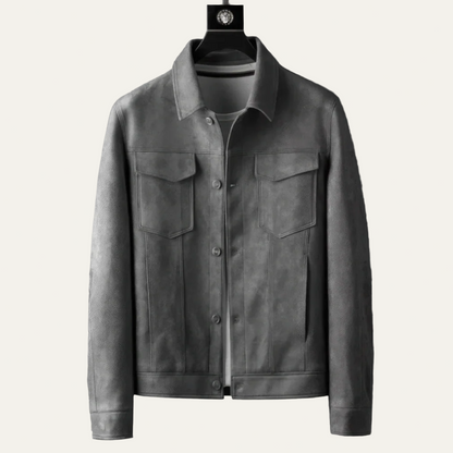 VogeLuxe | Men’s Suede Textured Trucker Jacket