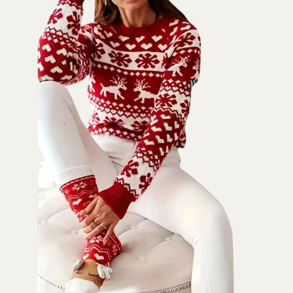VogeLuxe | Women’s Fair Isle Knitted Crewneck Sweater