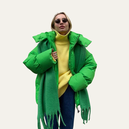 VogeLuxe | Women’s Oversized High-Neck Cropped Puffer Jacket