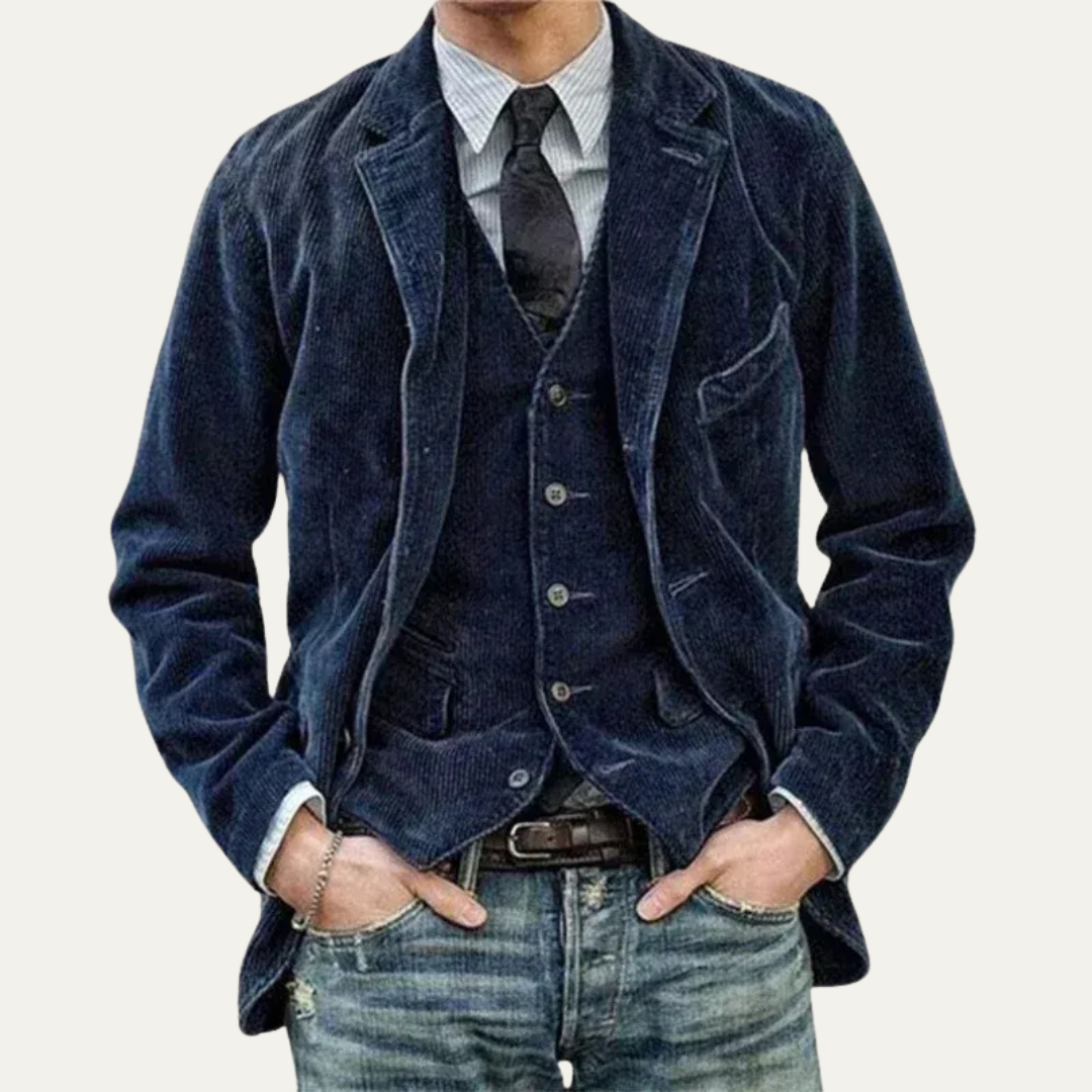 VogeLuxe | Men’s Tailored Corduroy Two Button Blazer
