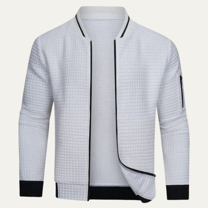 VogeLuxe | Men’s Textured Quilted Zip Bomber Jacket