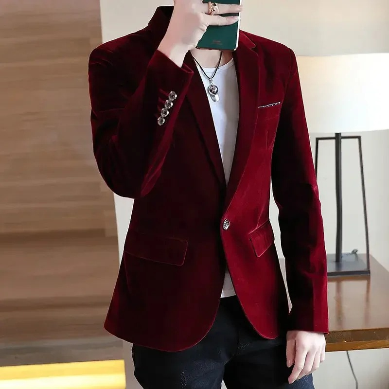 Men's Elegant Slim Velvet Blazer - BritishElegance