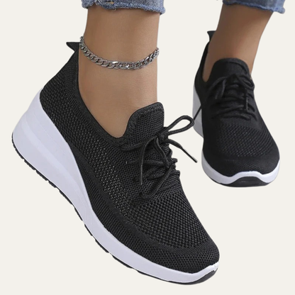 VogeLuxe | Women’s Casual Knit Lace Up Platform Sneakers
