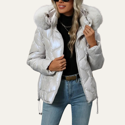 VogeLuxe | Women’s Metallic Quilted Puffer Jacket