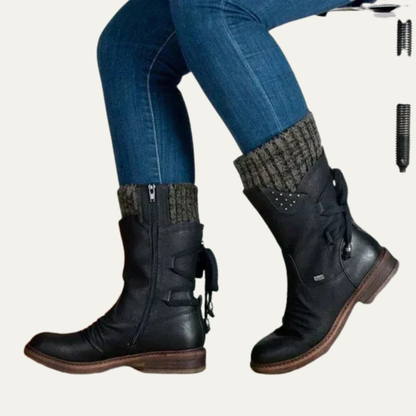 VogeLuxe | Women’s Mid Calf Winter Boots with Slouchy Suede Look