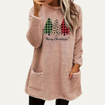 VogeLuxe | Women’s Fuzzy Christmas Tree Sherpa Lounge Top