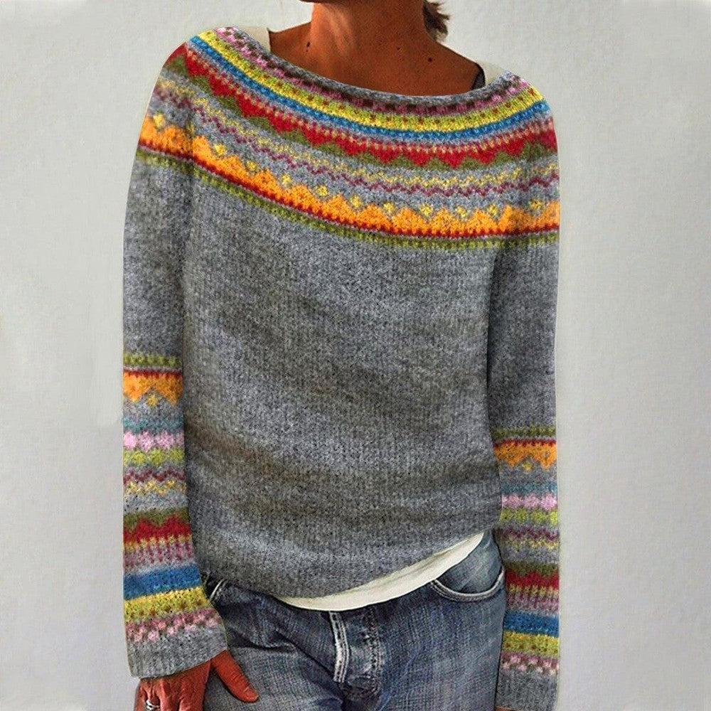 Cozy Winter Multicolor Long Sleeve Women's Sweater - VogeLuxe