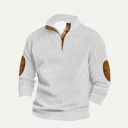 VogeLuxe | Men’s Ribbed Henley Mock Neck Pullover Sweater