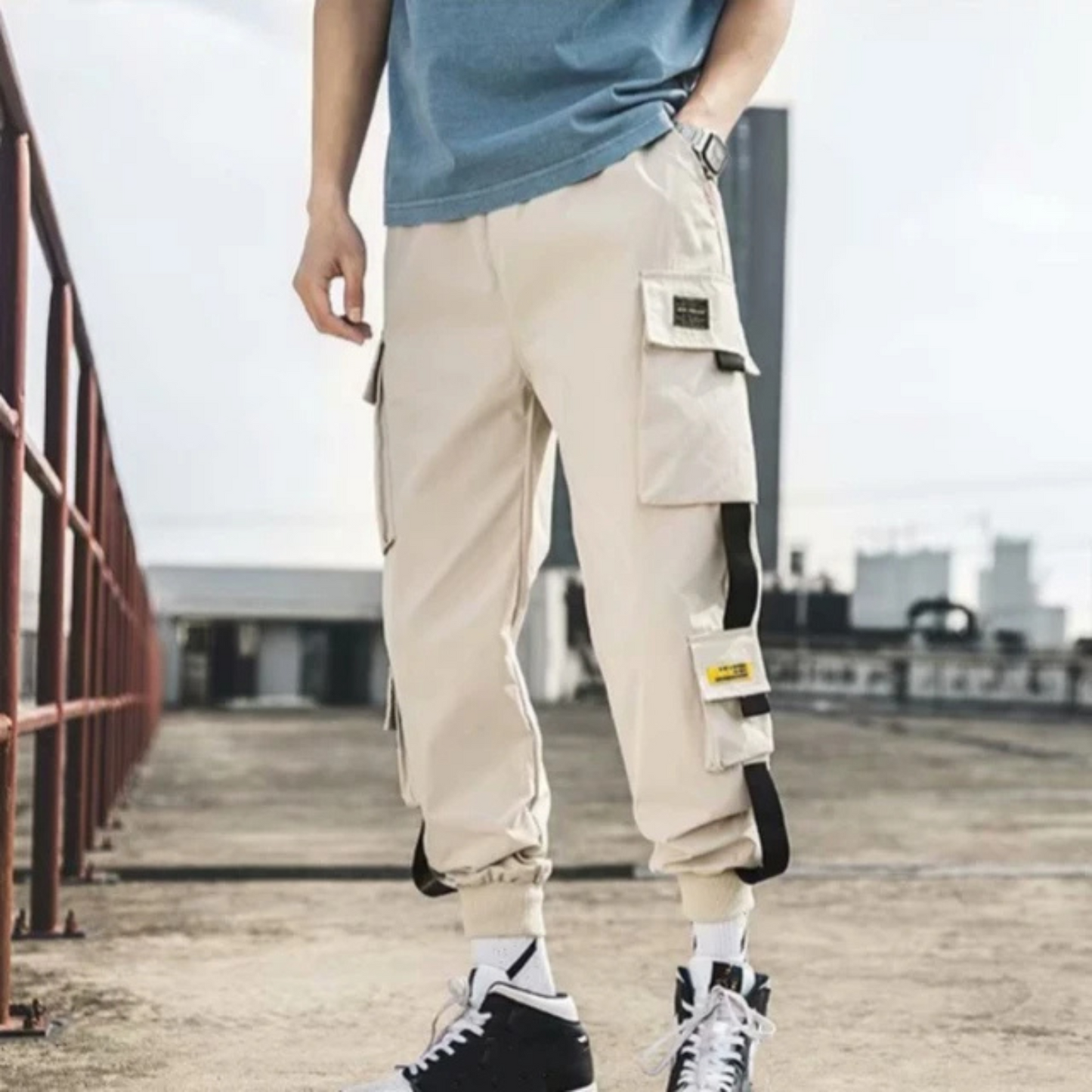 Relaxed Fit Cargo Pants with Multiple Pockets - VogeLuxe