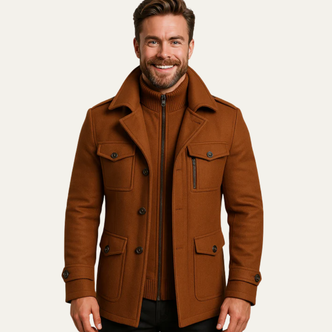 VogeLuxe | Men’s Classic Convertible Collar Trench Coat