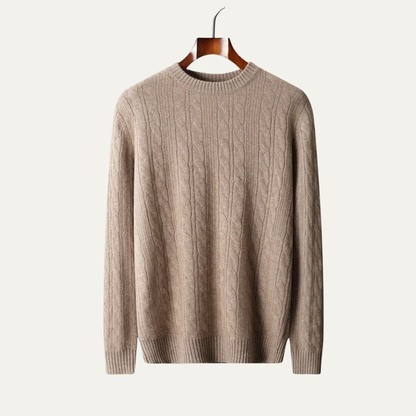 VogeLuxe | Men’s Classic Cable-Knit Crewneck Sweater