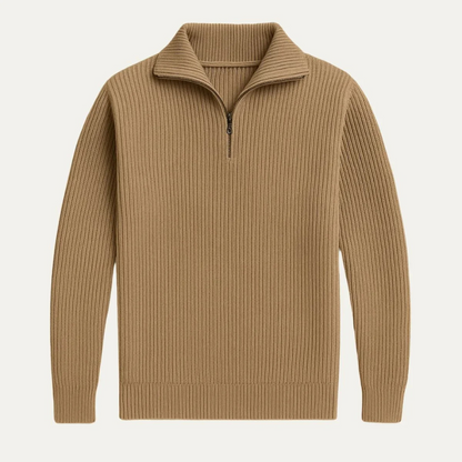 VogeLuxe | Men’s Wide Rib Quarter Zip Knit Sweater