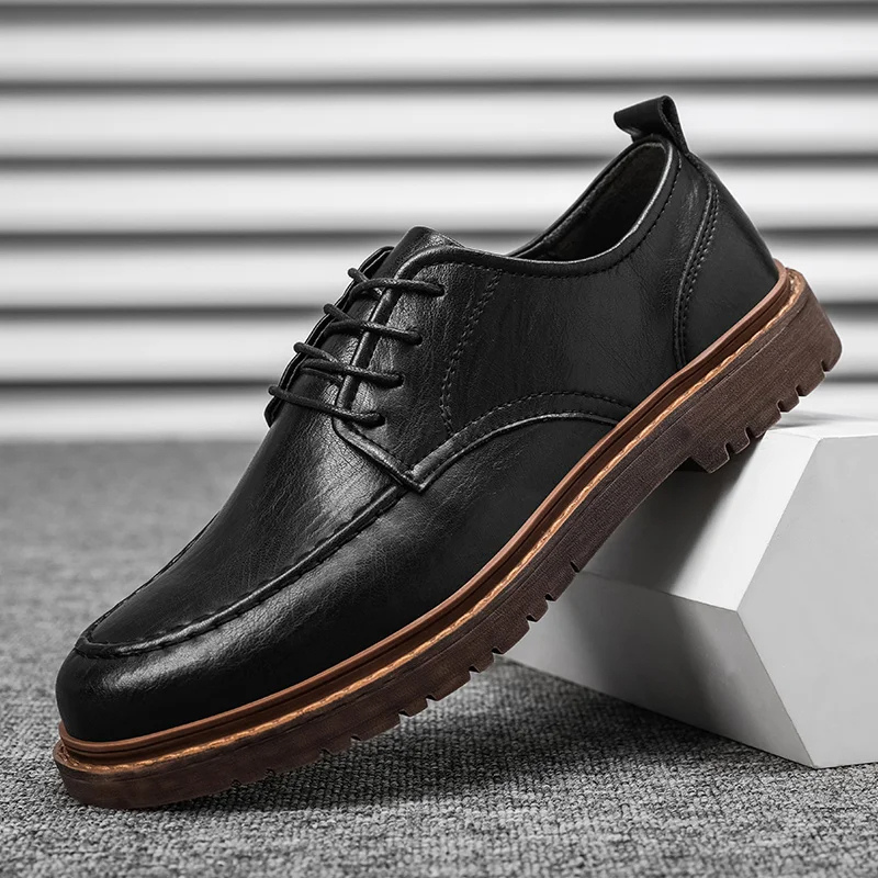 Men's Waterproof Moc Toe Boots with Strong Outsole - BritishElegance