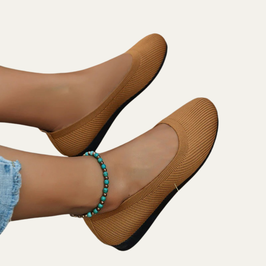 VogeLuxe | Women’s Breathable Knit Ballet Flats with Cushioned Insole
