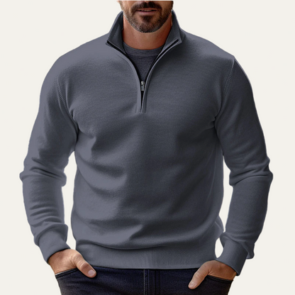 VogeLuxe | Men’s Stand Collar Quarter Zip Pullover Sweater