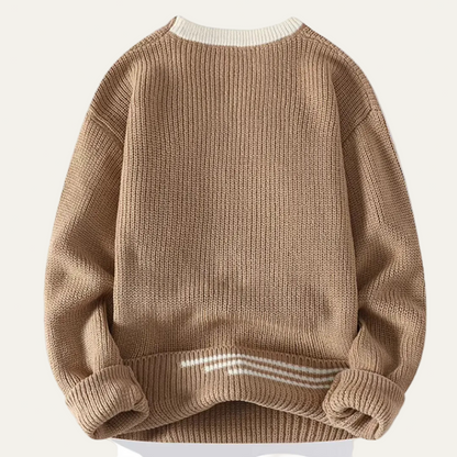VogeLuxe | Men’s Ribbed Stripe Trim Sweater