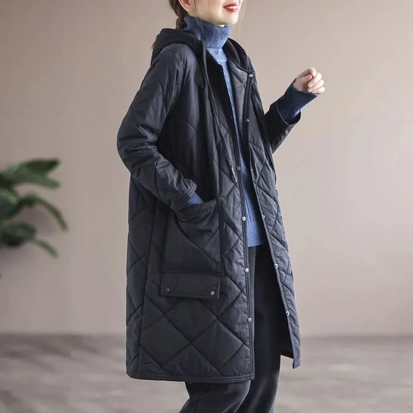 Warm Women's Padded Winter Coat with Buttons - VogeLuxe