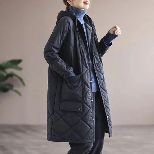 Warm Women's Padded Winter Coat with Buttons - VogeLuxe