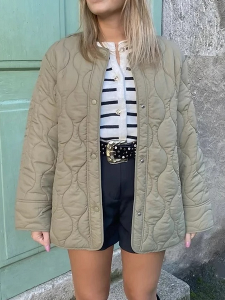 Warm Women's Padded Long Coat with Single Button Closure