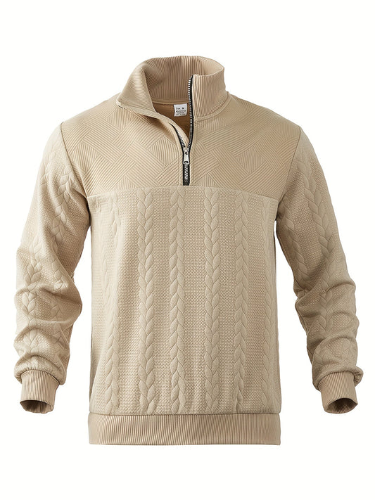 Classic Mens Crew Neck Zip Sweater - VogeLuxe