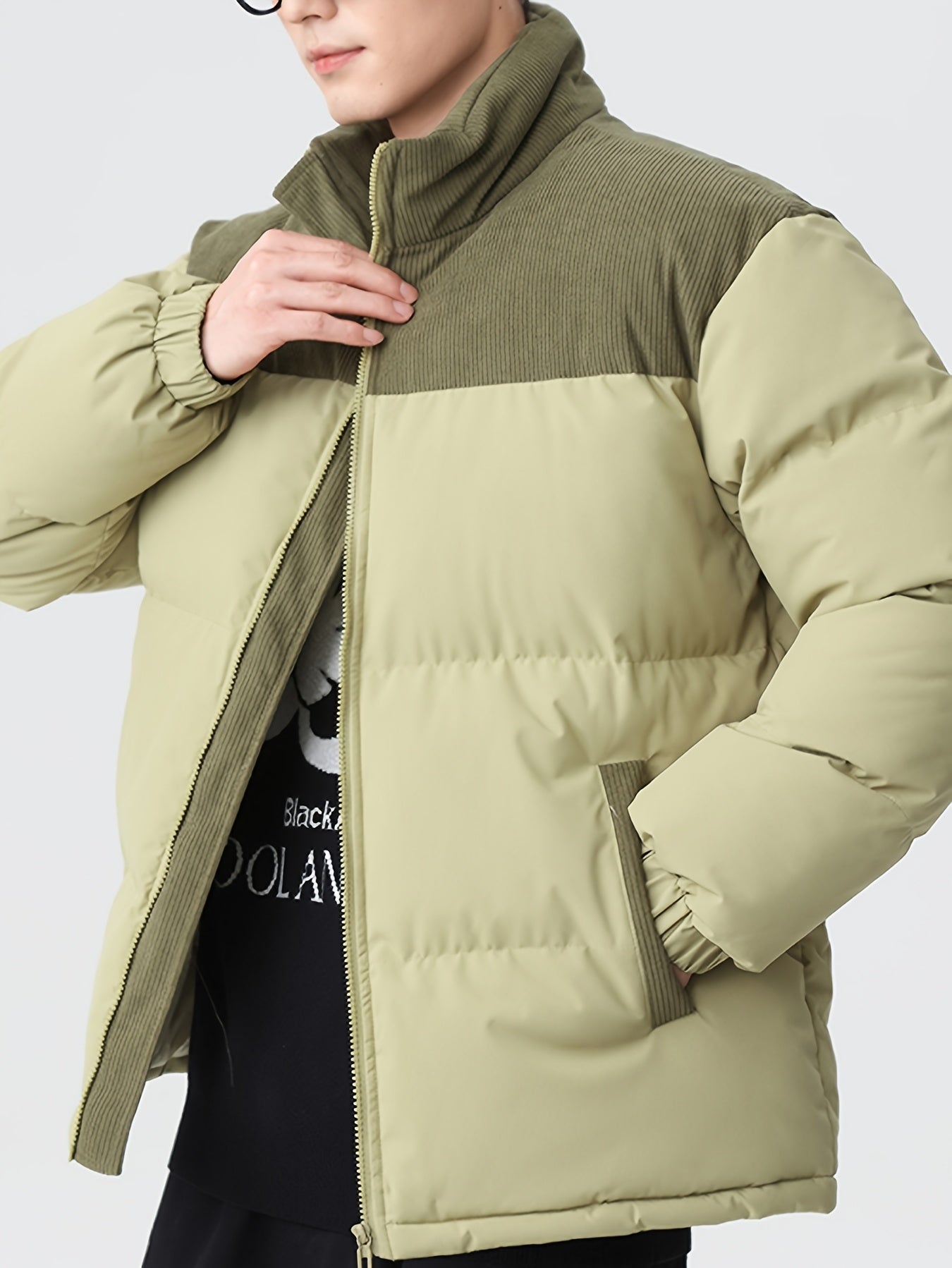 Insulated Waterproof Mens Parka Jacket with Hood and Zip Pockets
