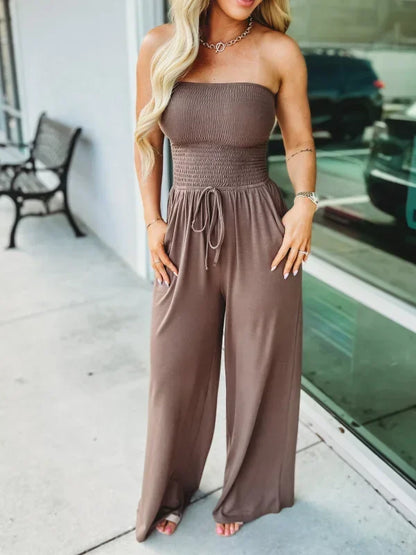 Summer Women's Strapless Drawstring Jumpsuit