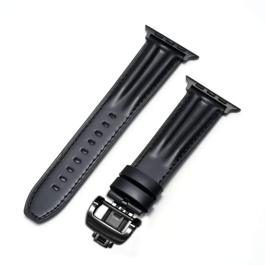 Premium Leather Apple Watch Band With Silver Buckle