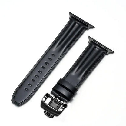 Premium Leather Apple Watch Band With Silver Buckle
