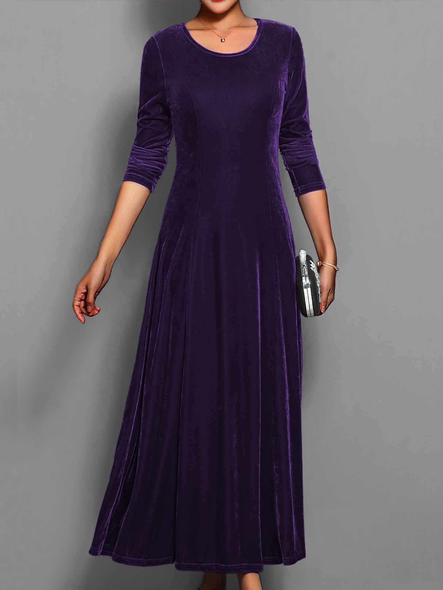 Elegant Simple Chic Knee Length Crew Neck Dress for Women
