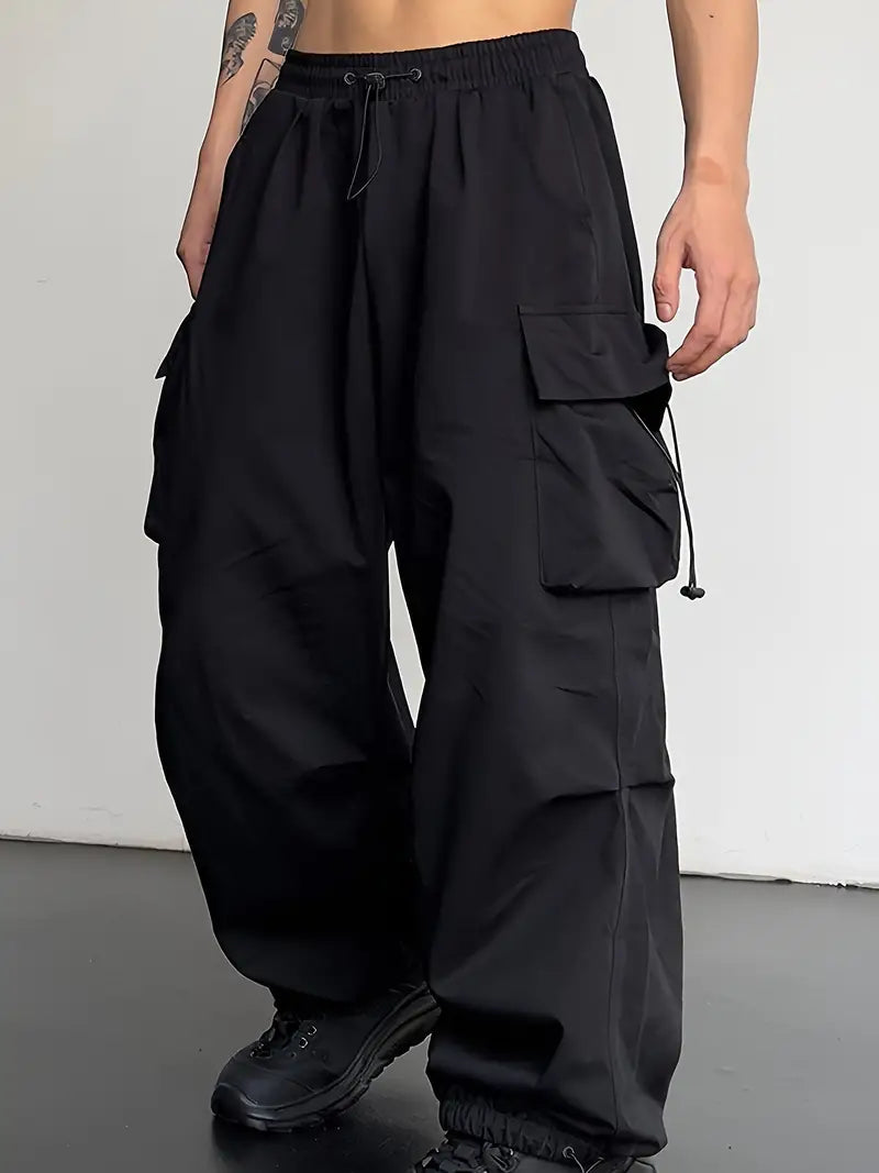 Comfy Black Baggy Cargo Pants for Men