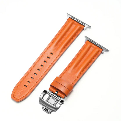 Premium Leather Apple Watch Band With Silver Buckle