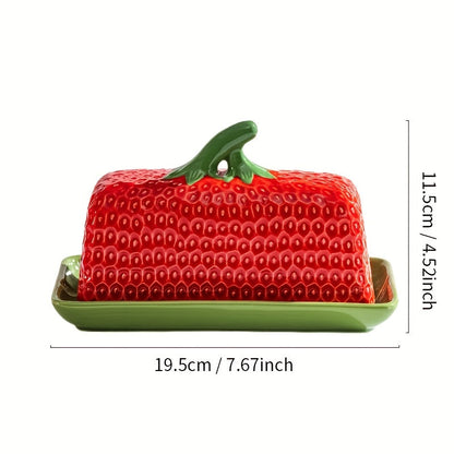 Colorful Strawberry Ceramic Butter Container