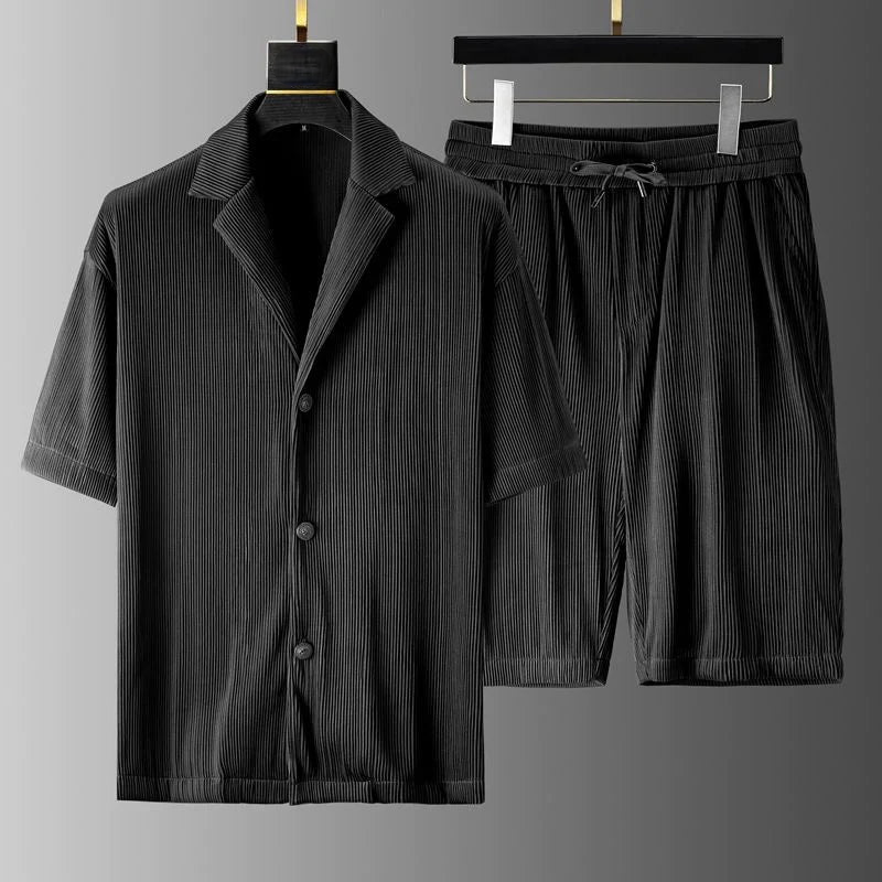 Comfortable 2-Piece Shirt and Shorts Set for Men - VogeLuxe