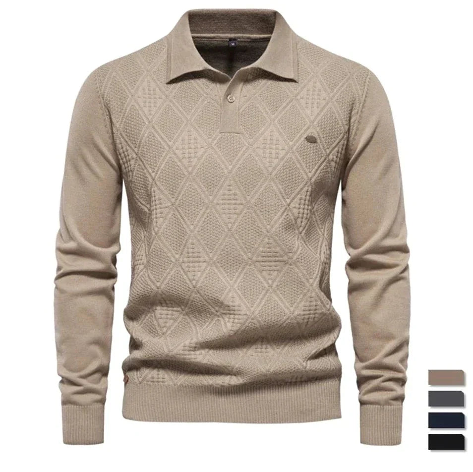 Men's Classic Long Sleeve Polo Sweater - VogeLuxe