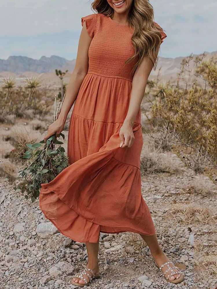 Elegant Lightweight Long Sleeve Maxi Dress - VogeLuxe