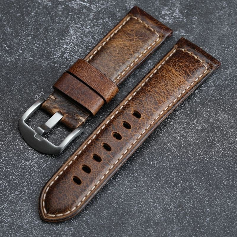 Classic Distressed Brown Leather Strap - VogeLuxe