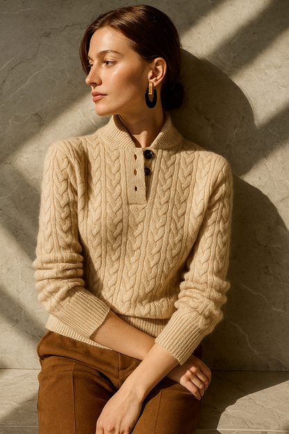 Soft Cream Cable Knit Sweater - VogeLuxe