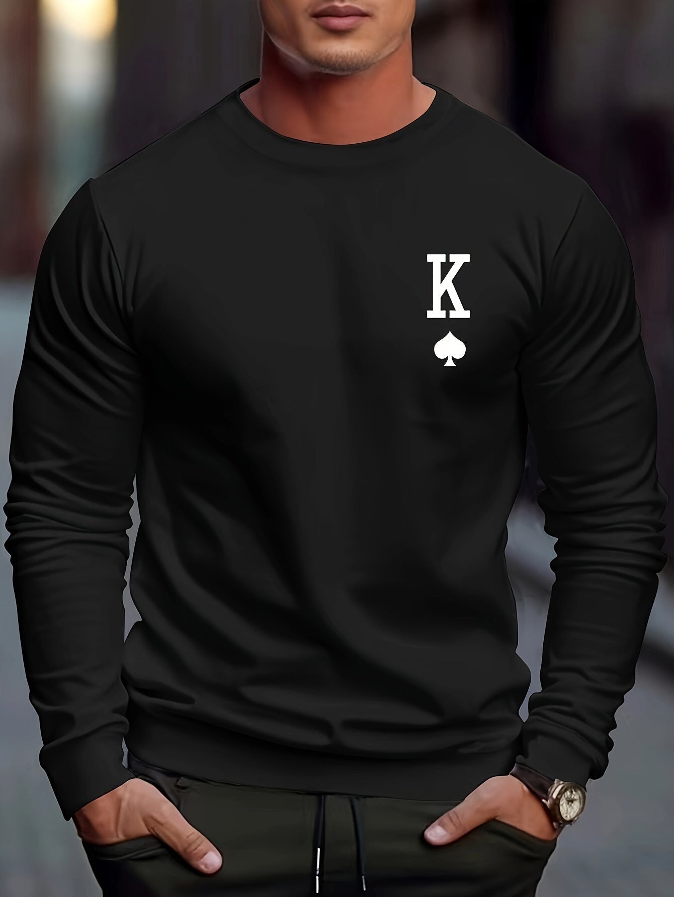 Cozy Mens Spade Graphic Sweatshirt for Winter - VogeLuxe