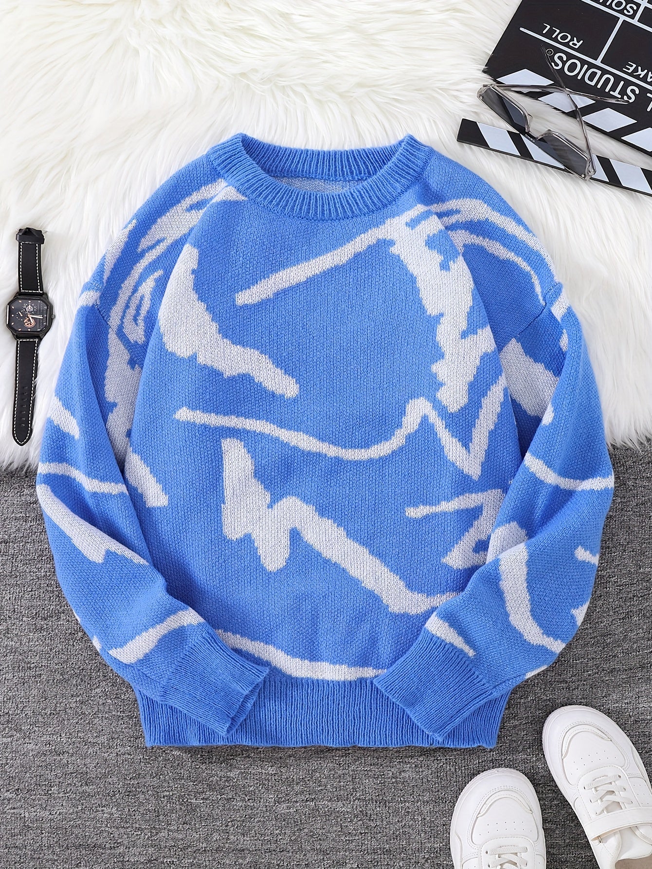 Cozy Winter Knit Sweatshirt with Graphic Design