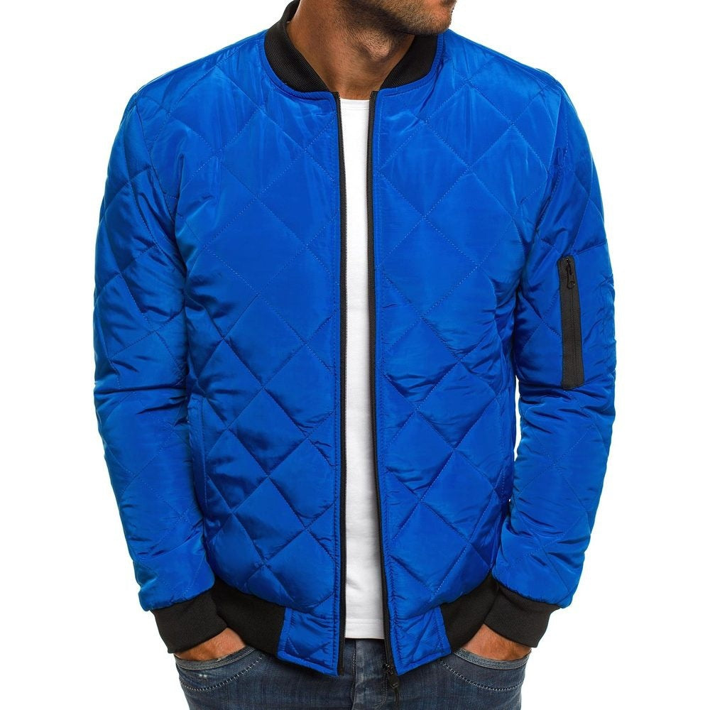 Men's Padded Flight Jacket with Insulated Diamond Pattern