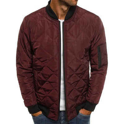 Men's Padded Flight Jacket with Insulated Diamond Pattern