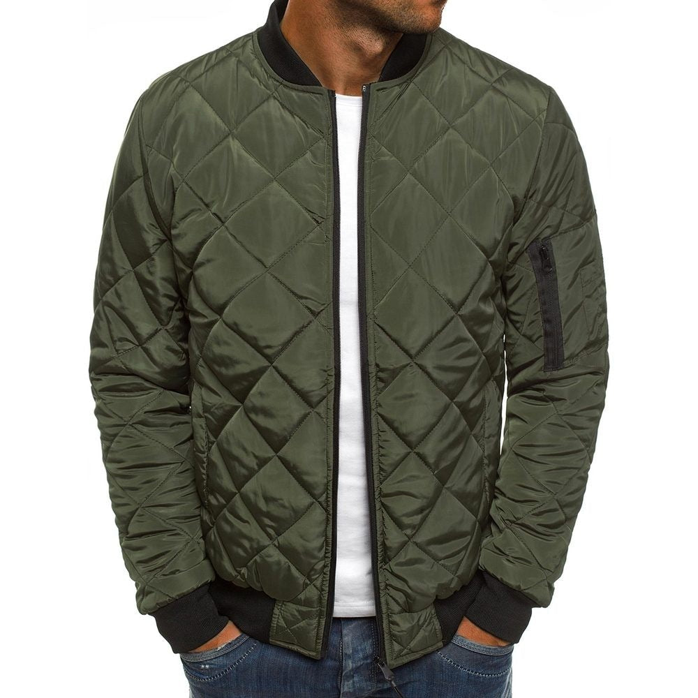 Men's Padded Flight Jacket with Insulated Diamond Pattern