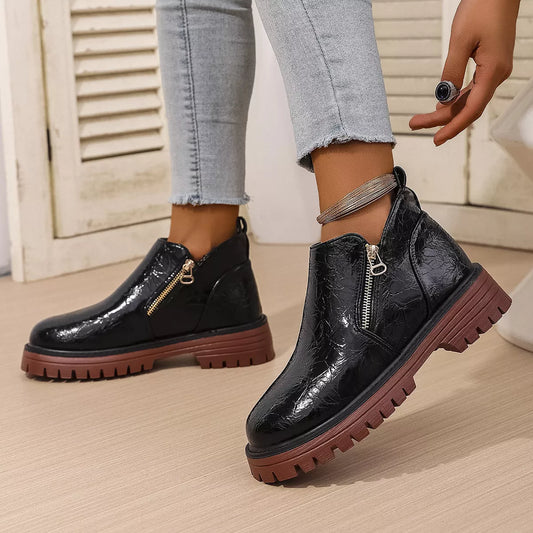 Classic Low Heel Ankle Boots - VogeLuxe