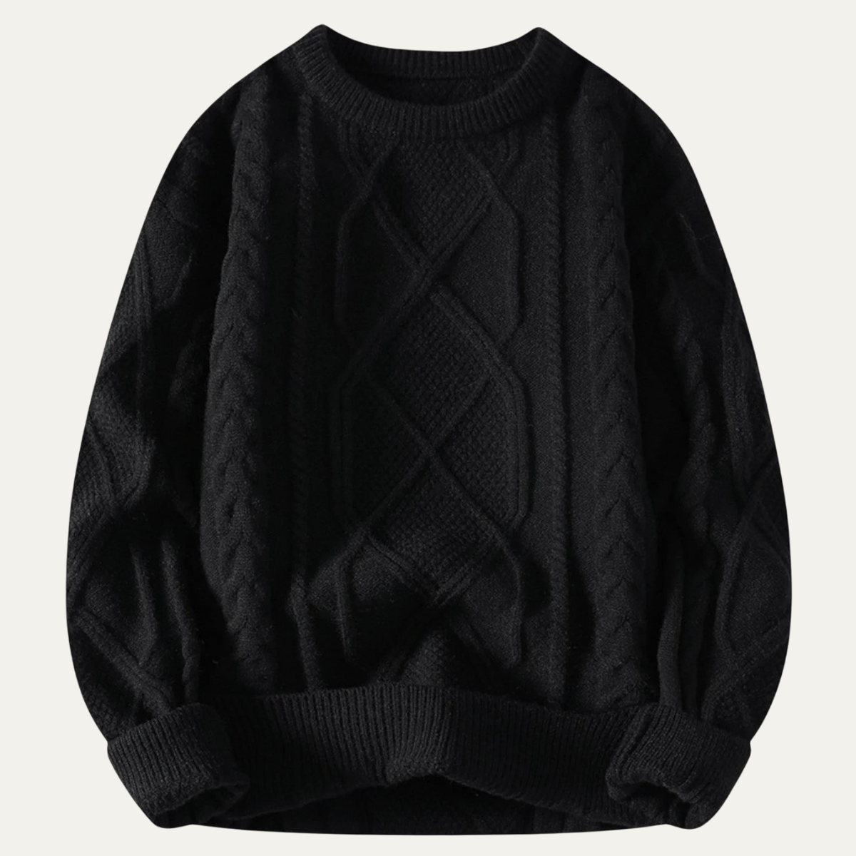 VogeLuxe | Men’s Winter Cable Knit Crewneck Sweater