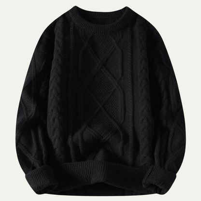 VogeLuxe | Men’s Winter Cable Knit Crewneck Sweater