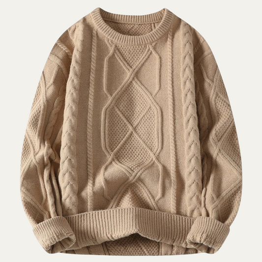 VogeLuxe | Men’s Winter Cable Knit Crewneck Sweater