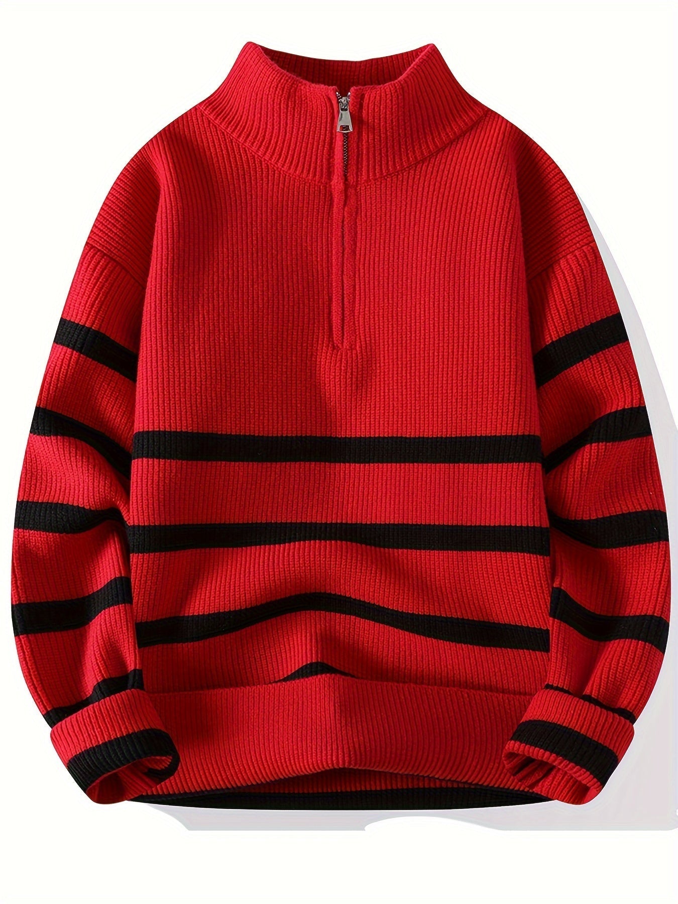 Warm Crew Neck Striped Winter Sweater - VogeLuxe