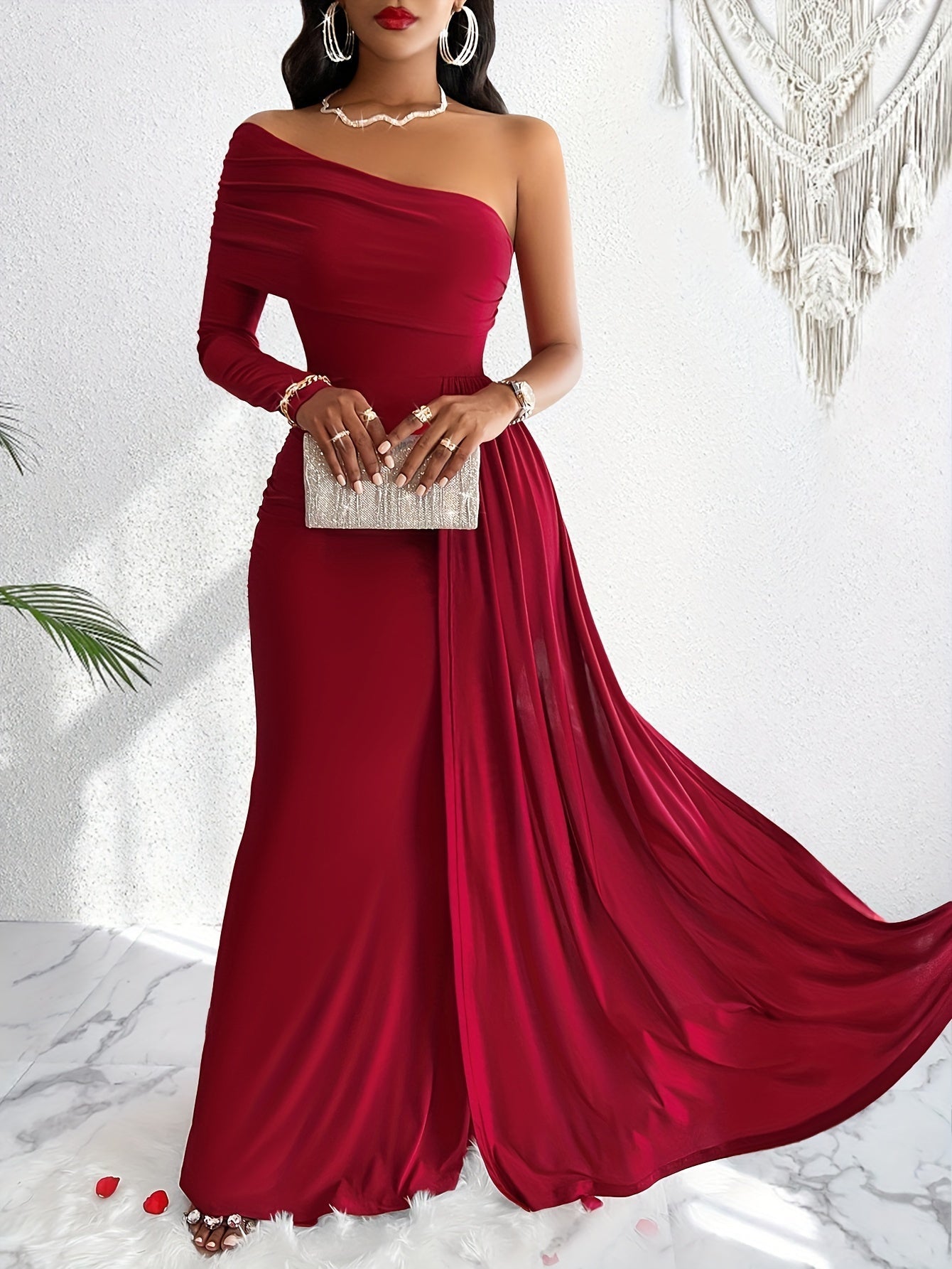 Luxurious Off Shoulder Evening Maxi Dress for Women